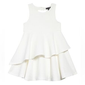 Ava and Yelly Cream Layered Formal Kids Dress